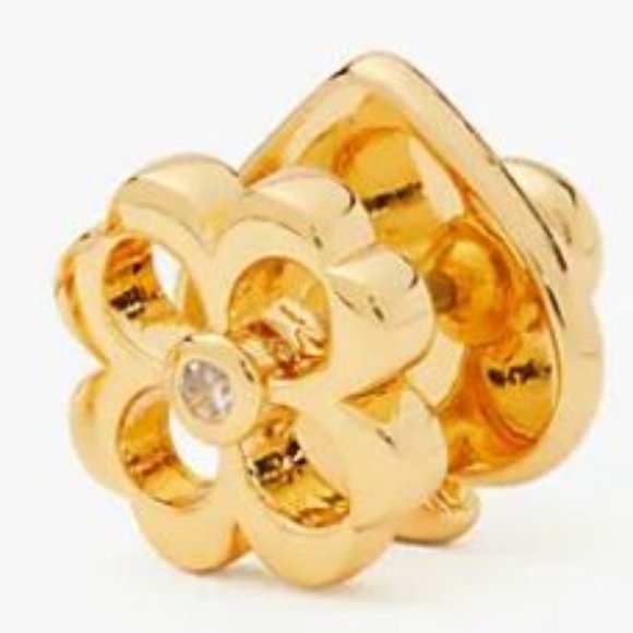 KATE SPADE Mini Spade Floral Stud Earrings Gold - Picture 3 of 3